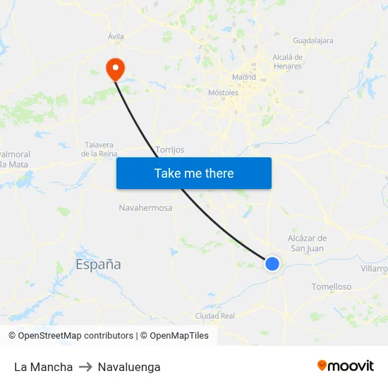 La Mancha to Navaluenga map