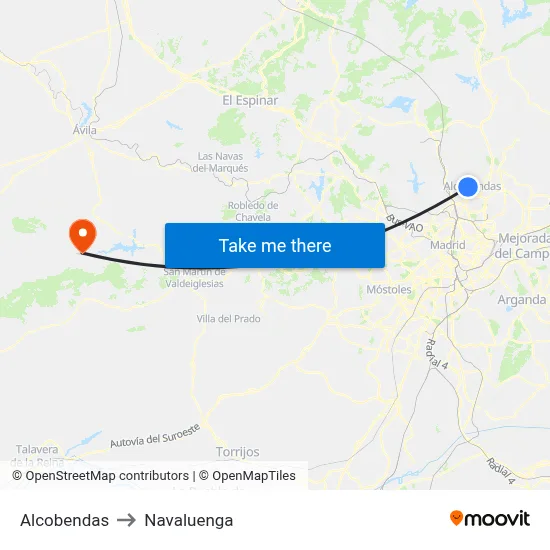 Alcobendas to Navaluenga map