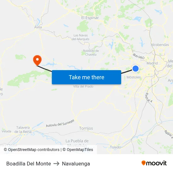 Boadilla Del Monte to Navaluenga map