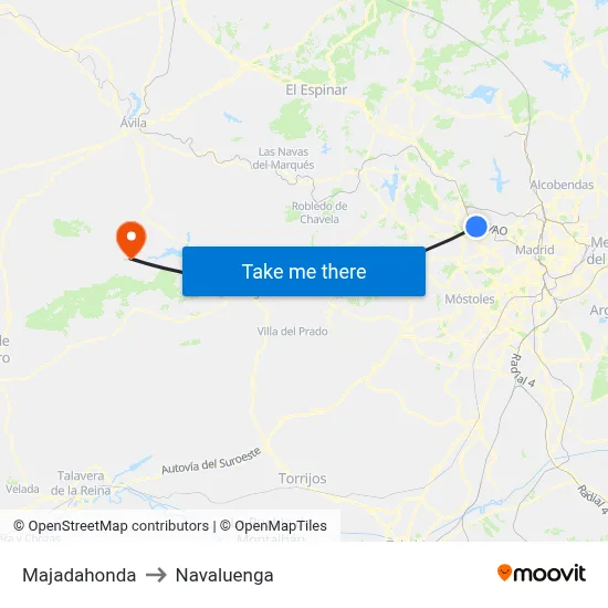 Majadahonda to Navaluenga map