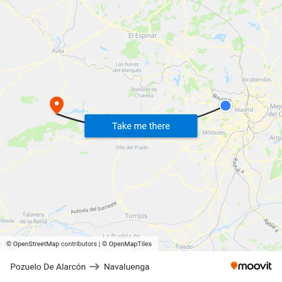 Pozuelo De Alarcón to Navaluenga map