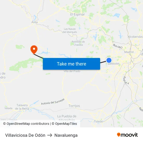 Villaviciosa De Odón to Navaluenga map