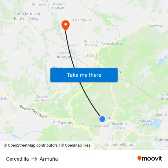 Cercedilla to Armuña map