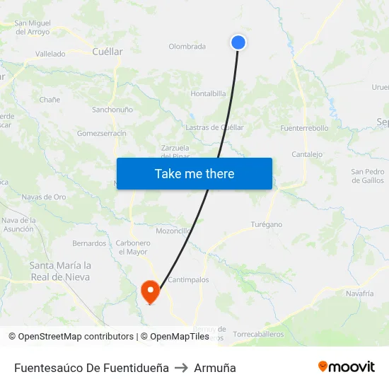 Fuentesaúco De Fuentidueña to Armuña map