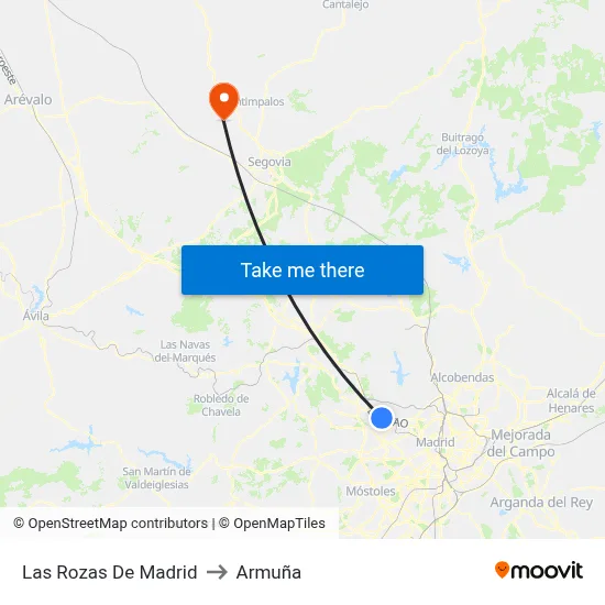 Las Rozas De Madrid to Armuña map