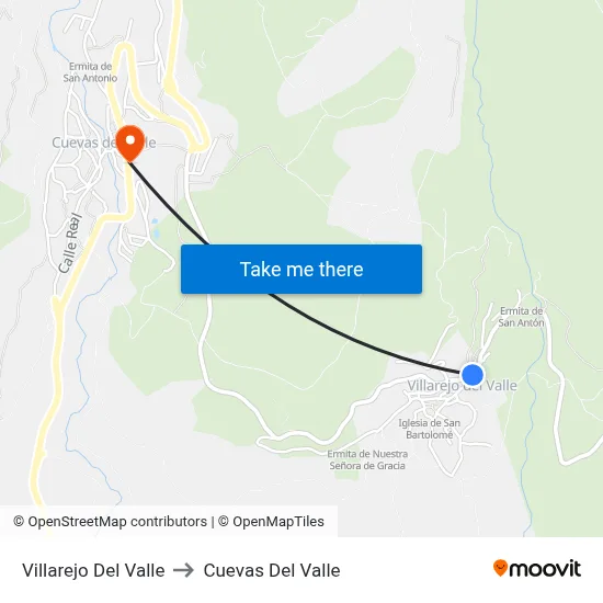 Villarejo Del Valle to Cuevas Del Valle map