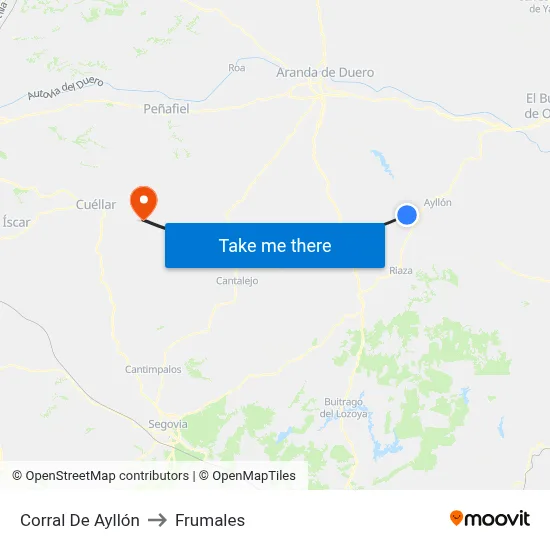 Corral De Ayllón to Frumales map