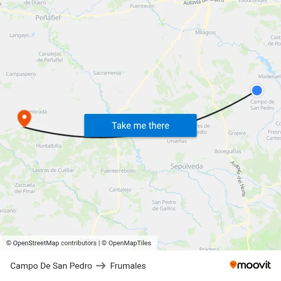 Campo De San Pedro to Frumales map