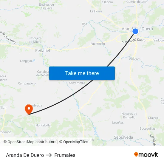 Aranda De Duero to Frumales map