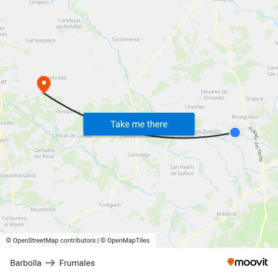 Barbolla to Frumales map