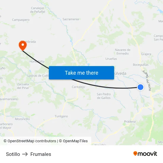 Sotillo to Frumales map