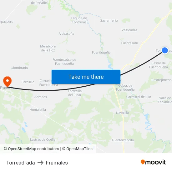 Torreadrada to Frumales map