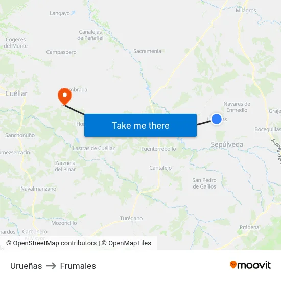 Urueñas to Frumales map