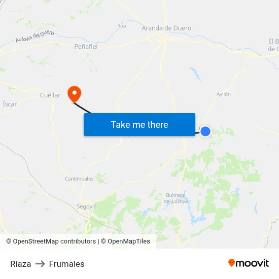 Riaza to Frumales map