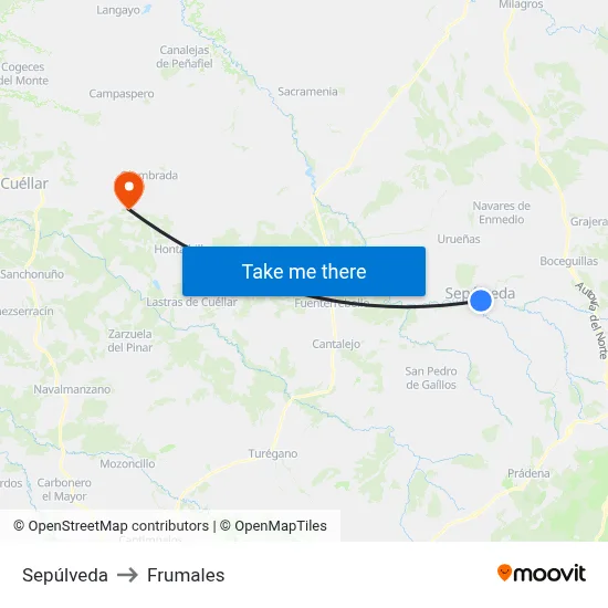 Sepúlveda to Frumales map
