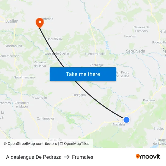 Aldealengua De Pedraza to Frumales map