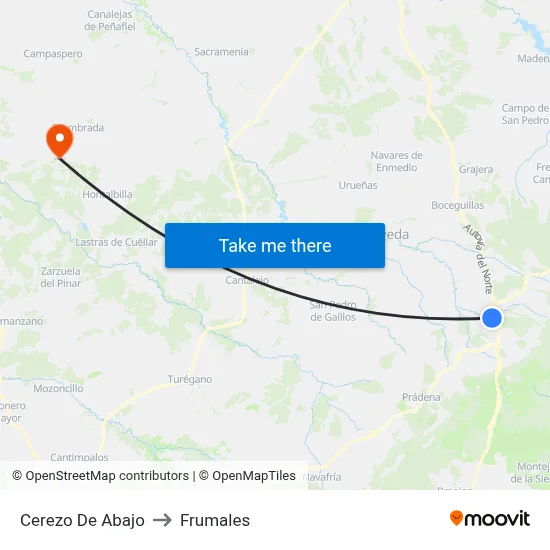 Cerezo De Abajo to Frumales map