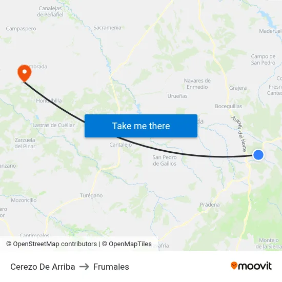 Cerezo De Arriba to Frumales map