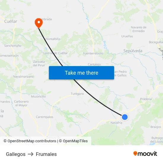 Gallegos to Frumales map