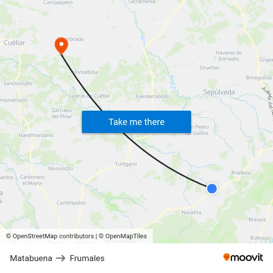 Matabuena to Frumales map