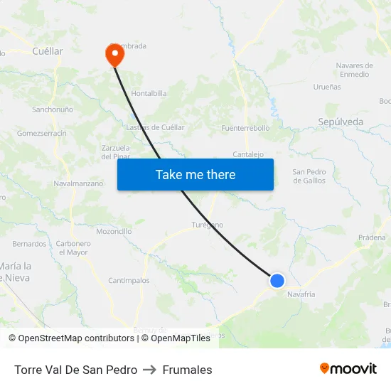 Torre Val De San Pedro to Frumales map