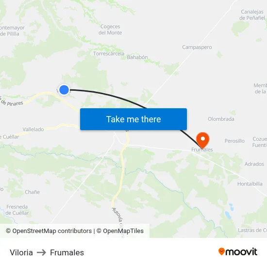 Viloria to Frumales map