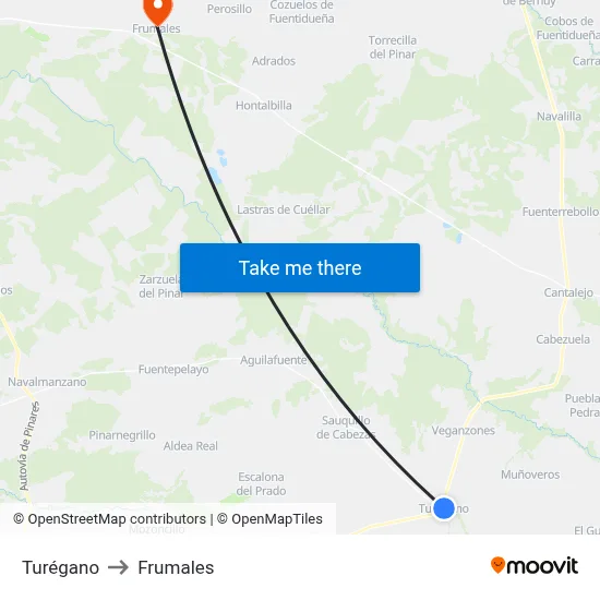 Turégano to Frumales map