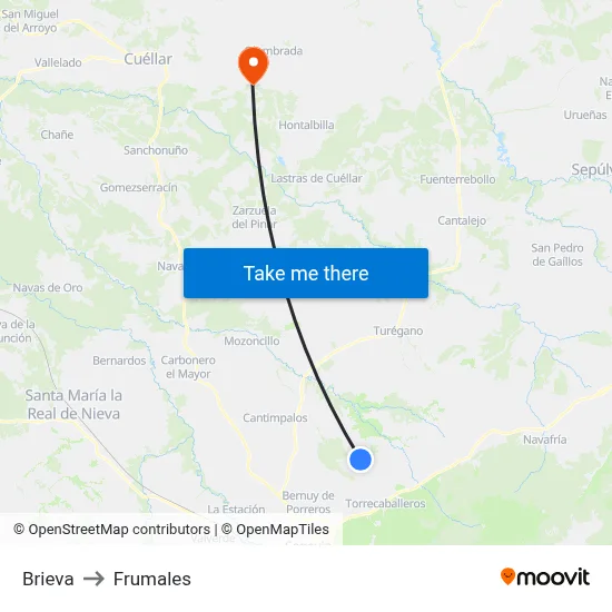 Brieva to Frumales map