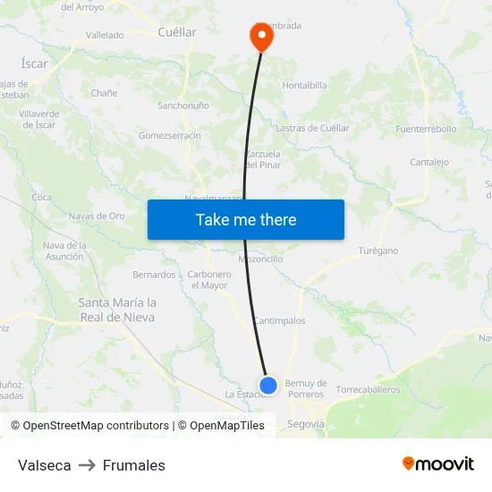 Valseca to Frumales map