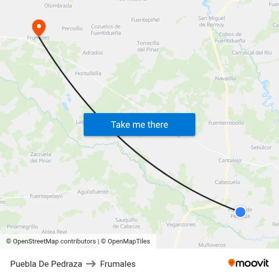 Puebla De Pedraza to Frumales map