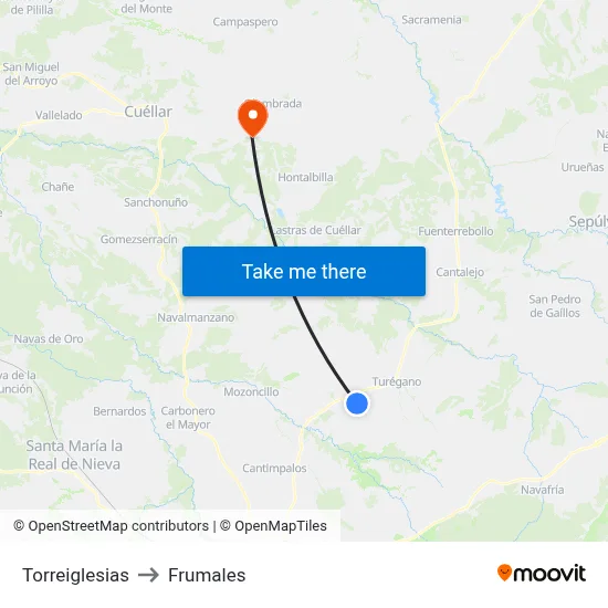 Torreiglesias to Frumales map