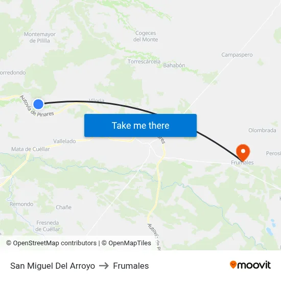 San Miguel Del Arroyo to Frumales map