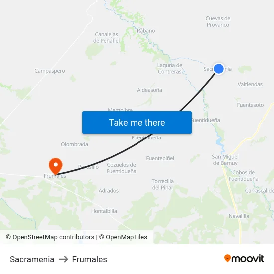 Sacramenia to Frumales map