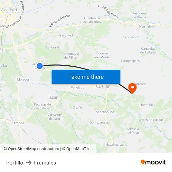 Portillo to Frumales map