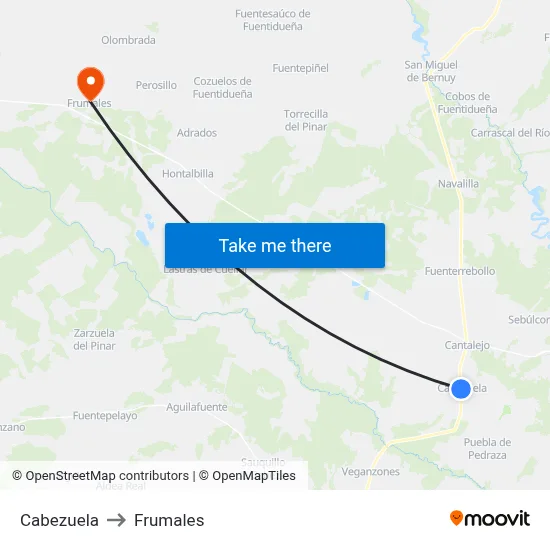 Cabezuela to Frumales map