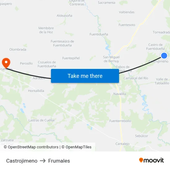 Castrojimeno to Frumales map