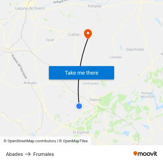 Abades to Frumales map