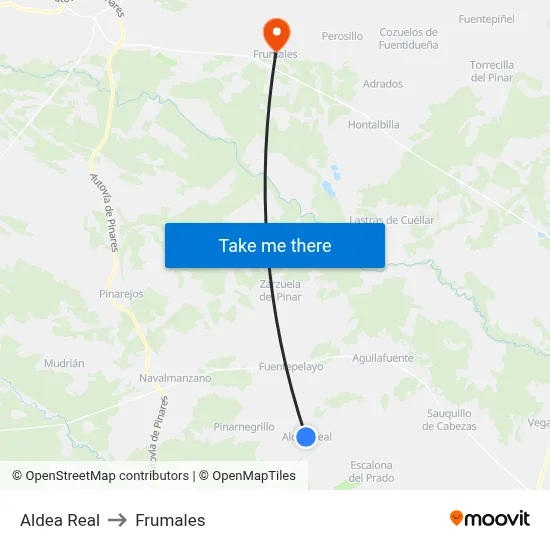 Aldea Real to Frumales map