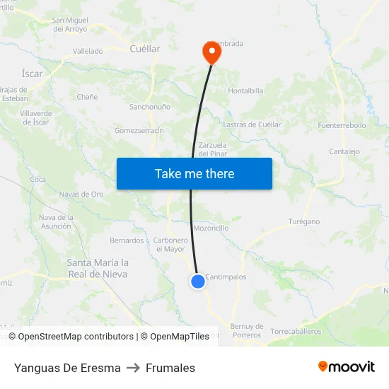 Yanguas De Eresma to Frumales map
