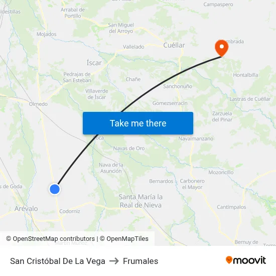 San Cristóbal De La Vega to Frumales map