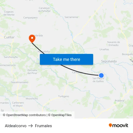 Aldealcorvo to Frumales map