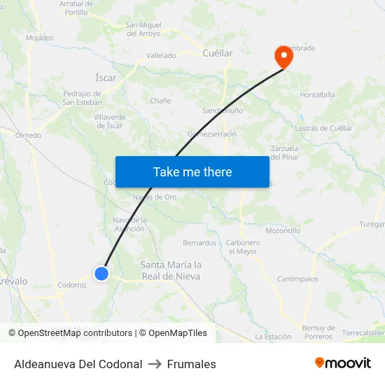 Aldeanueva Del Codonal to Frumales map
