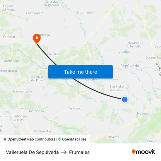 Valleruela De Sepúlveda to Frumales map