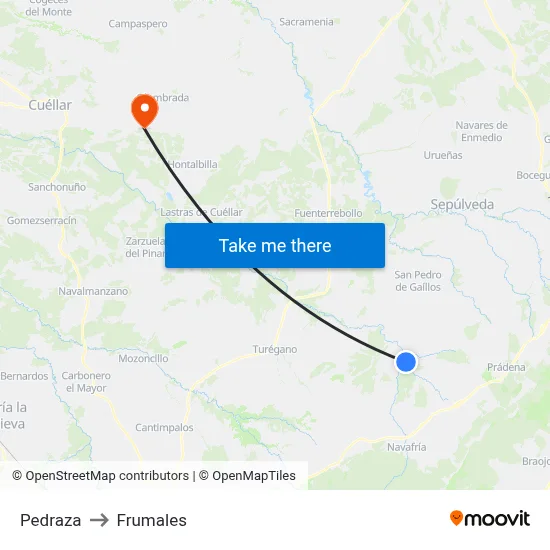 Pedraza to Frumales map