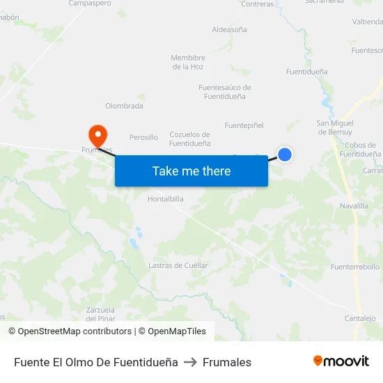 Fuente El Olmo De Fuentidueña to Frumales map