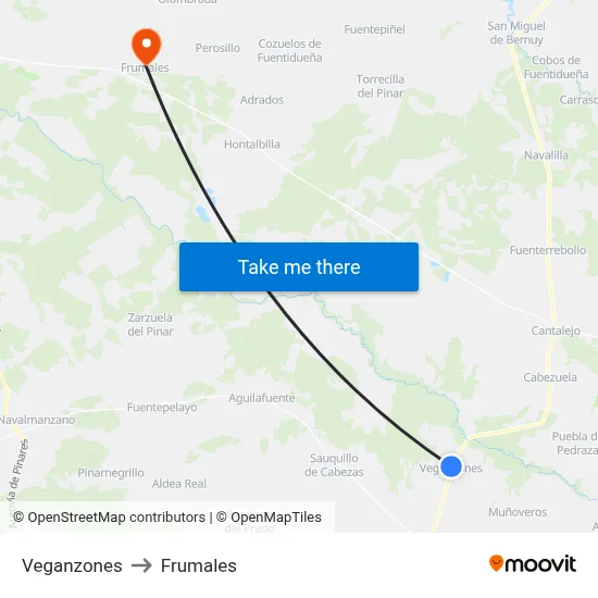 Veganzones to Frumales map