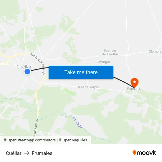 Cuéllar to Frumales map