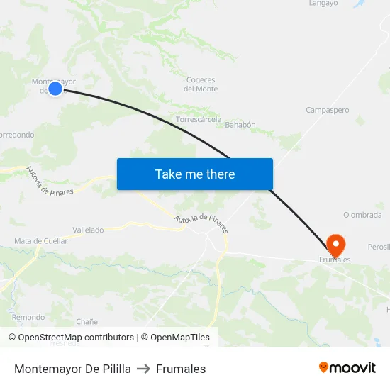 Montemayor De Pililla to Frumales map