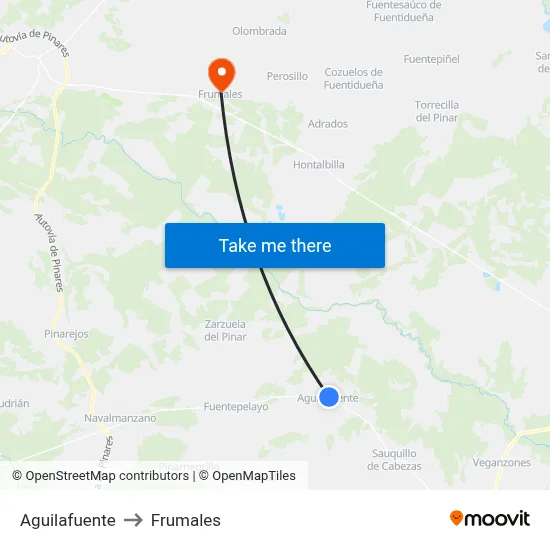 Aguilafuente to Frumales map