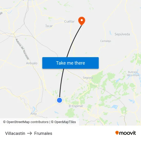 Villacastín to Frumales map
